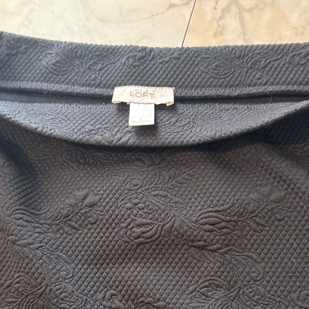 LOFT Black Embossed Skirt